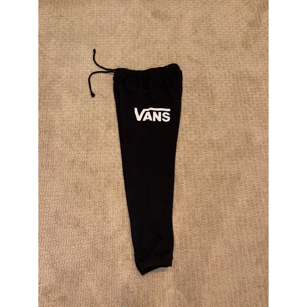 Vans Womens XS Black Logo Graphic Jogger Sweatpants Elastic Waist Drawstring